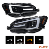 Black Full LED DRL & Sequential Indicator Head lights for Subaru WRX & STI VA 2015-2021